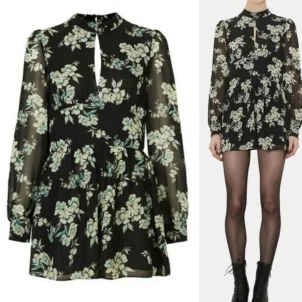 TOPSHOP Mock Neck Floral Romper US Size 4